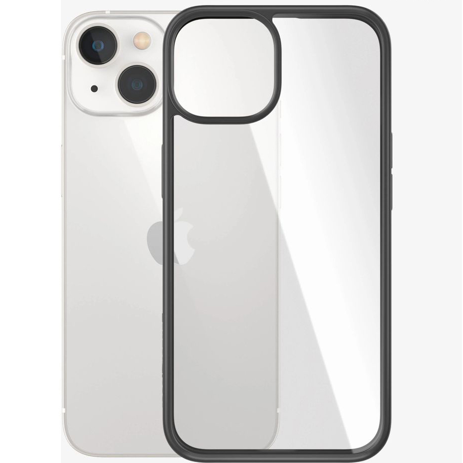 Etui PanzerGlass ClearCase do iPhone 14, przezroczyste z czarną ramką.